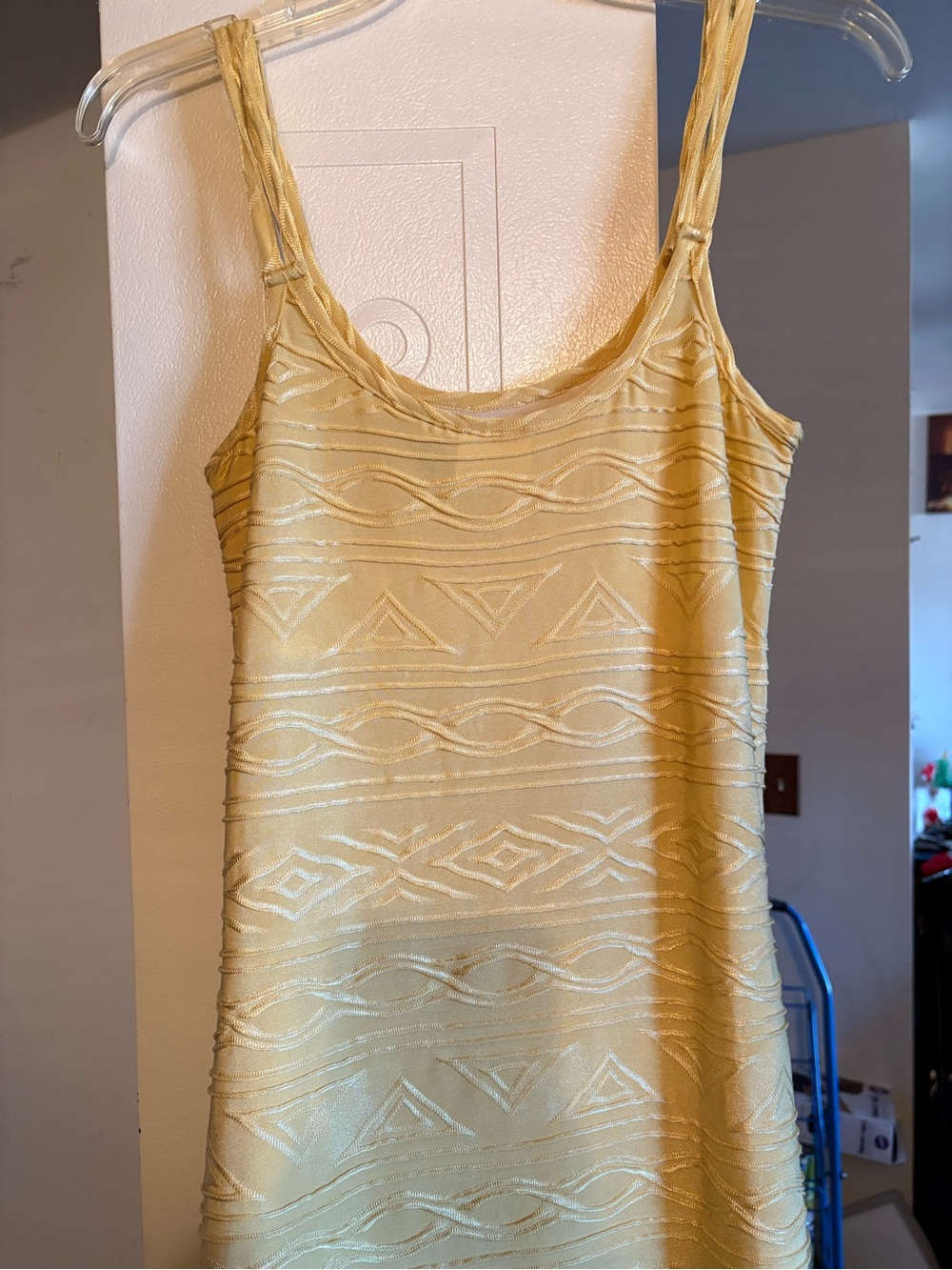 Newport News Pale Yellow Textured Sleeveless Midi Dress